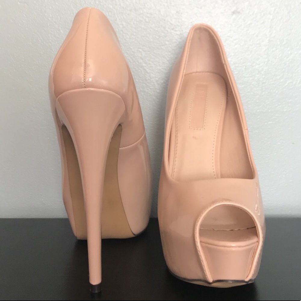 EUC Nude Peep Toe Pumps
